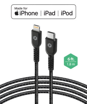 PowerPeak 6 ft. Braided Nylon USB-C to Lightning Cable - Silver in Bensonhurst, Brooklyn