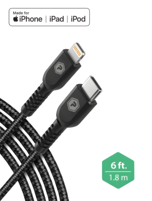 PowerPeak 6 Ft. Braided Nylon USB-C To Lightning Cable - Silver - Image 2