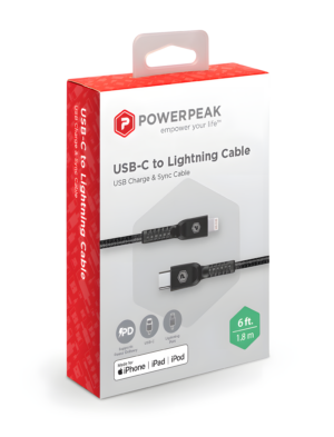 PowerPeak 6 Ft. Braided Nylon USB-C To Lightning Cable - Silver - Image 7