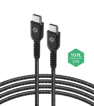 PowerPeak-10ft.-Braided-Nylon-USB-Type-C-to-Type-C-Charge-Sync-Cable-Black