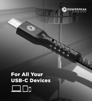 PowerPeak 10ft. Braided Nylon USB Type-C to Type-C Charge & Sync Cable - Black - Image 5