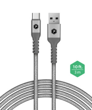 Powerpeak-10ft-braided-nylon-usb-a-to-usb-type-c-charge-sync-cable-silver