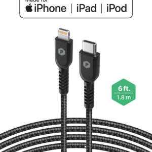 PowerPeak 6ft. Braided Nylon USB-C To Lightning Cable - Black