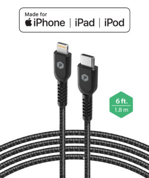 PowerPeak 6ft. Braided Nylon USB-C To Lightning Cable - Black